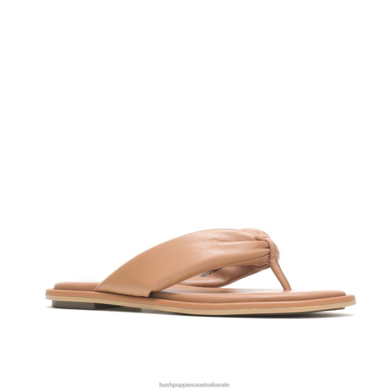 Desert Tan Leather Emily Toepost Sandal Women Hush Puppies Sandal F264D4