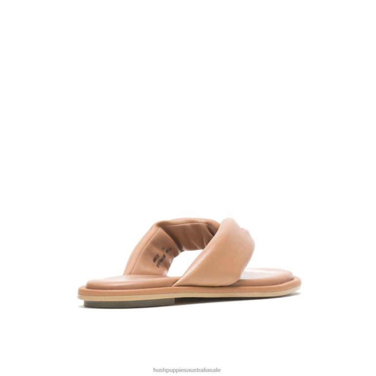 Desert Tan Leather Emily Toepost Sandal Women Hush Puppies Sandal F264D4