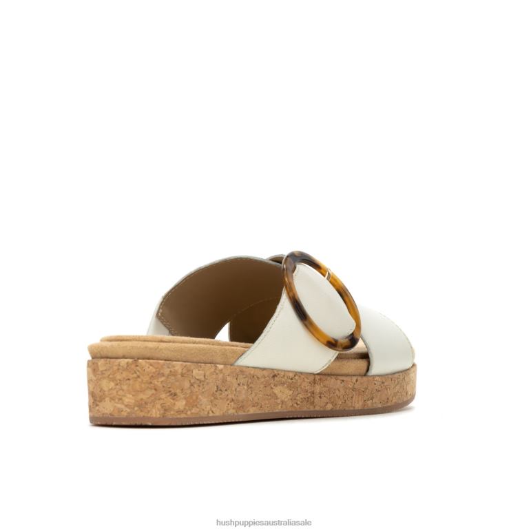 Vanilla Cream Leather June Buckle Slide Sandal Women Hush Puppies Sandal F264D9