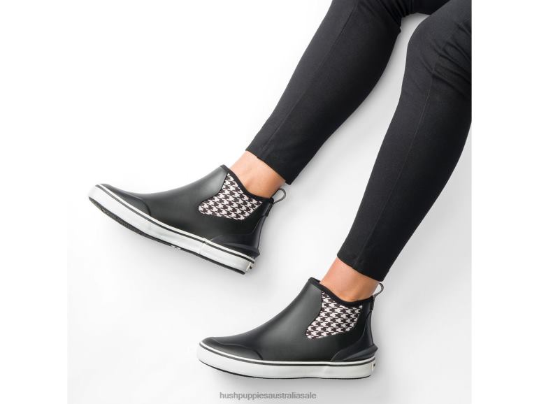 Black/Houndstooth Rain Sneaker Boot Women Hush Puppies Sneaker F264D150