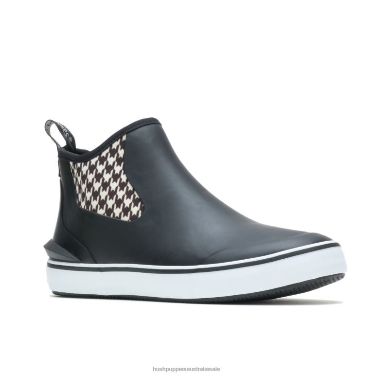 Black/Houndstooth Rain Sneaker Boot Women Hush Puppies Sneaker F264D150