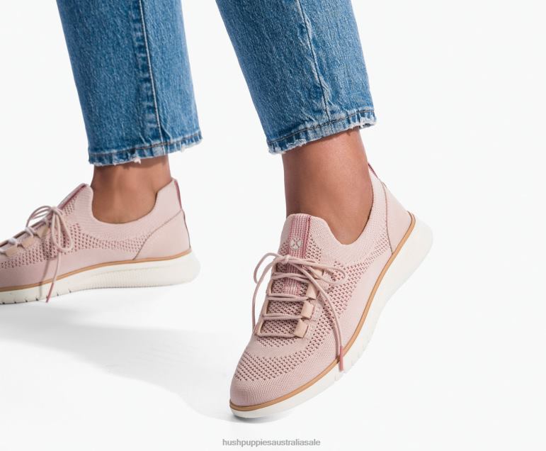 Bold Beige Knit Advance Knit Lace Up Sneaker Women Hush Puppies Sneaker F264D125
