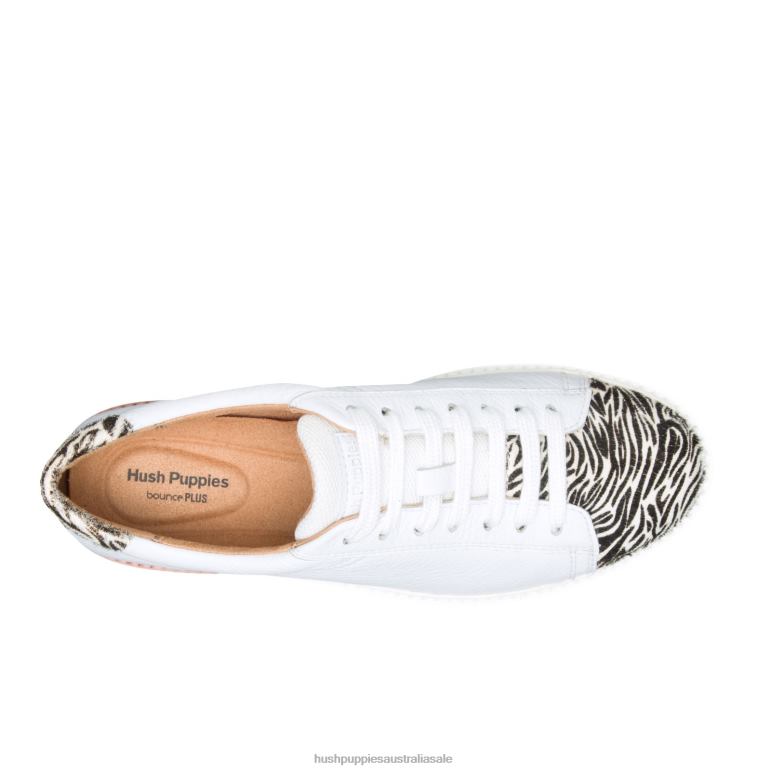White Leather/Zebra Sabine Sneaker Women Hush Puppies Sneaker F264D140