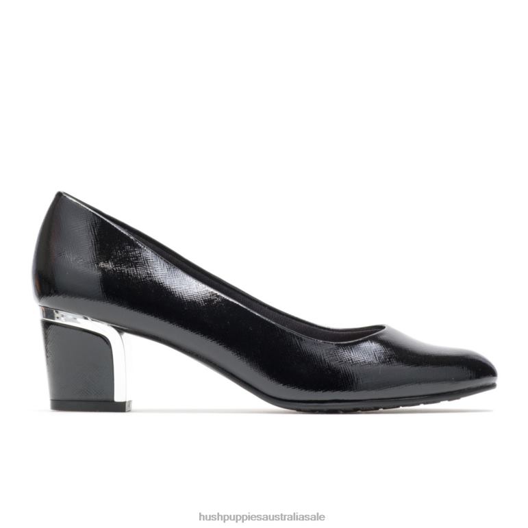 Black Cross Hatch Patent/Silver Heel Deanna Women Hush Puppies Soft Style F264D214