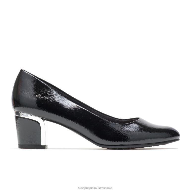 Black Cross Hatch Patent/Silver Heel Deanna Women Hush Puppies Soft Style F264D214