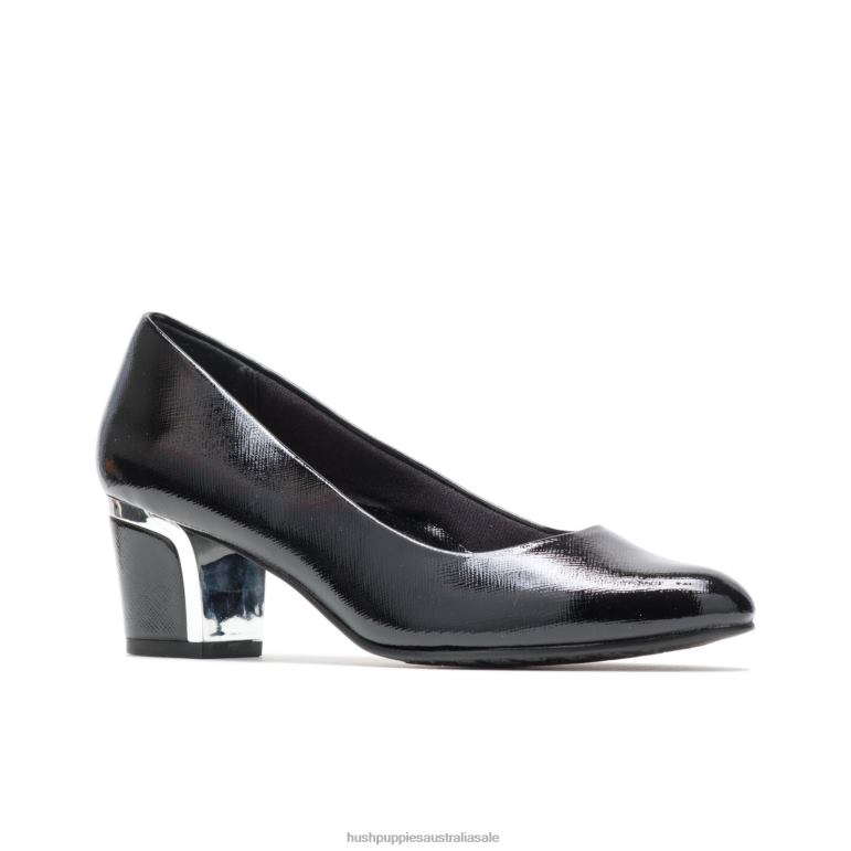 Black Cross Hatch Patent/Silver Heel Deanna Women Hush Puppies Soft Style F264D214