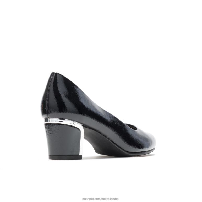 Black Cross Hatch Patent/Silver Heel Deanna Women Hush Puppies Soft Style F264D214