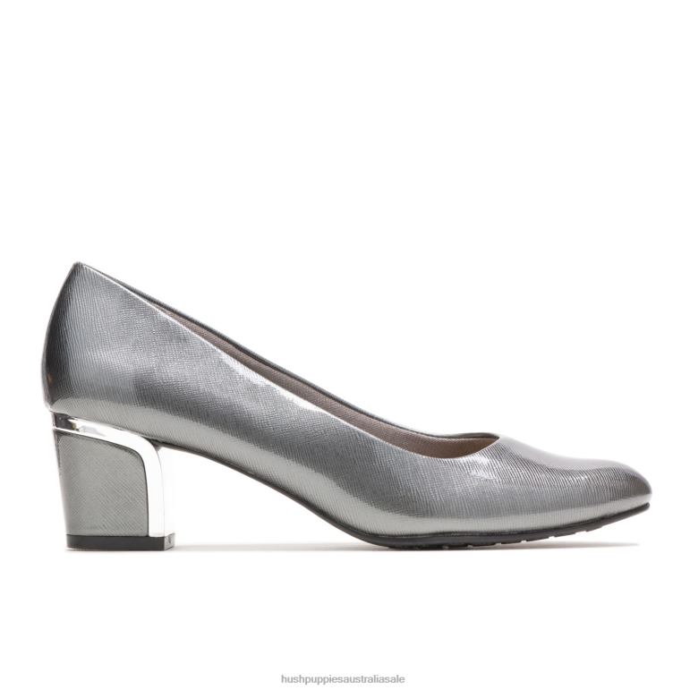 Dark Pewter Cross Hatch Patent/Silver Heel Deanna Women Hush Puppies Soft Style F264D212