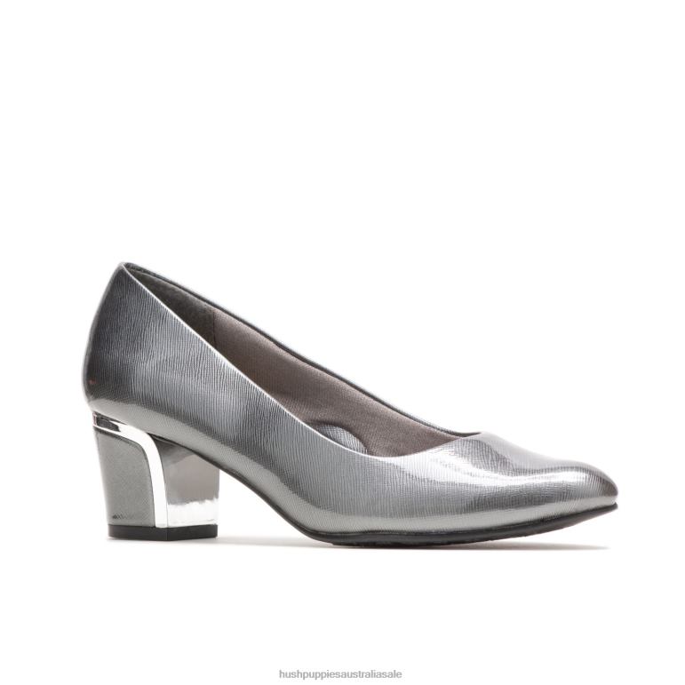 Dark Pewter Cross Hatch Patent/Silver Heel Deanna Women Hush Puppies Soft Style F264D212