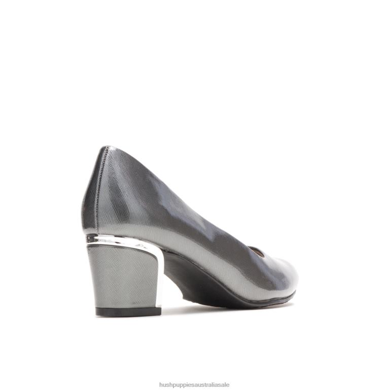 Dark Pewter Cross Hatch Patent/Silver Heel Deanna Women Hush Puppies Soft Style F264D212