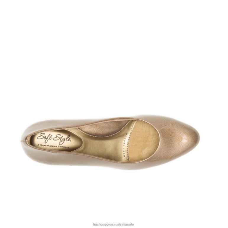 Gold Cross Hatch Patent/Gold Heel Deanna Women Hush Puppies Soft Style F264D211