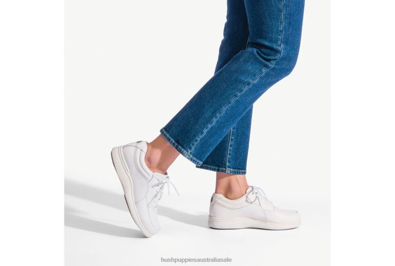 White Leather Power Walker Women Hush Puppies Walking Shoes F264D231